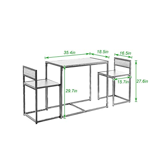 Sdhyl 3 Piece Dining Set Dining Table Set With 2 Chairs Breakfast Table For Kitchen, Coffee Table Set, Home Office Table Set, Computer Table For 2, Portable Table Set, Walnut #TOP6