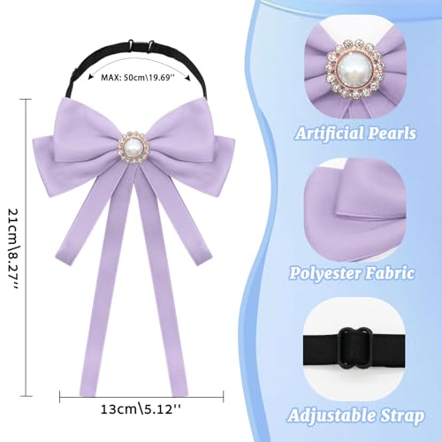 Image of LJBFNN Bow Ties for Women, Adjustable Pre Tied Bow Tie Solid Color Ribbon Bowtie for Girls Ladies Party Daily Cosplay School