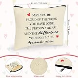 Coume 12 Pcs Inspirational Appreciation Gifts Bulk for Women Nurse Teacher Makeup Bags Bulk Thank You Canvas Cosmetic Bag for Graduation Employee Mother's Day Worker Social Volunteer(Inspiring)