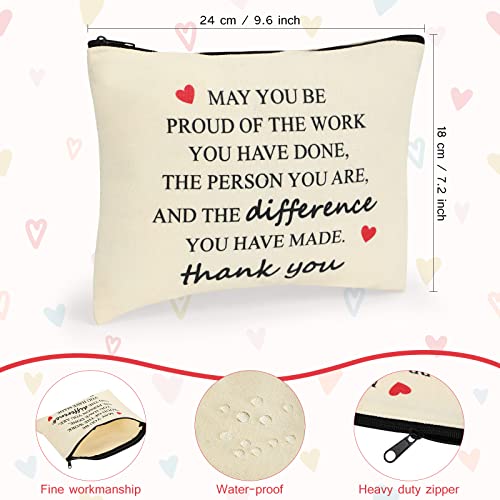 Coume 12 Pcs Inspirational Appreciation Gifts Bulk for Women Nurse Teacher Makeup Bags Bulk Thank You Canvas Cosmetic Bag for Graduation Employee Mother's Day Worker Social Volunteer(Inspiring)
