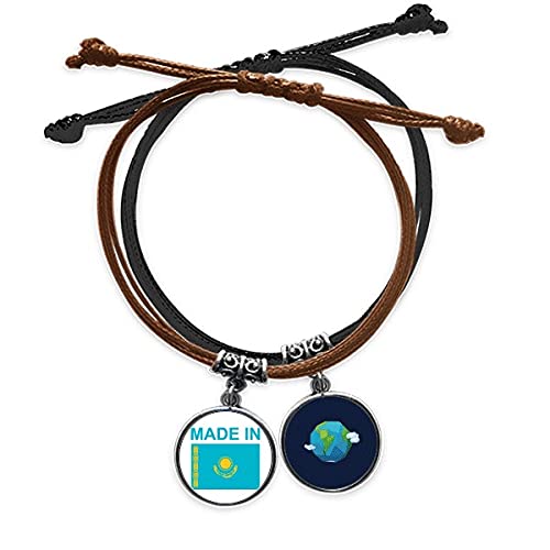 Pulsera de Kazajstán tejida en cuero y cuerda para amantes de los viajes