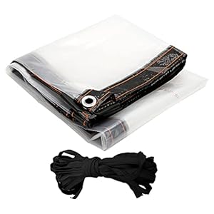 Ikodm 3 x 3 m transparant zeil, afdekzeil, doorzichtig met ogen, waterdicht, transparant zeil, regenbescherming, balkon…