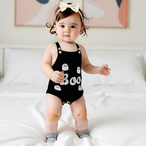 Baby Boy Girl Halloween Clothes Newborn Sweater Romper Pumpkin Ghost Knitted Romper Suspender Jumpsuit Outfits3