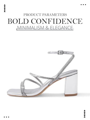 Image of LACUONE Strappy Heels for women Block Heels Square Toe Chunky Ankle Buckle Pump Heeled Sandals