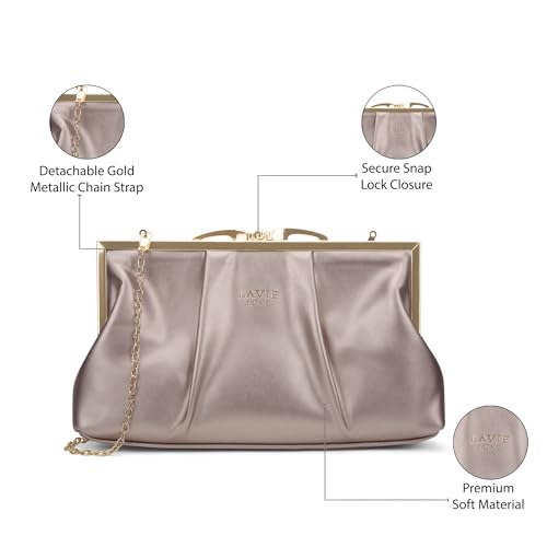 Image of Lavie Luxe Women's Pleato 2-Compartment Frame Cross Body Sling Bag | Ladies Purse Handbag | Gift for Women