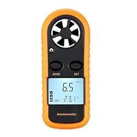 Bestgle Tragbarer Anemometer für den Außenbereich, digital, Windgeschwindigkeit, mit max. Anemometer mit Thermometer mit Hintergrundbeleuchtung für Windsurfen, Segeln, Angeln, Aufnahmen