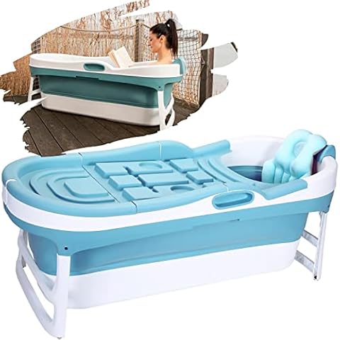CRS Bañera plegable para adultos XL con cojín y cubierta (azul) Cover