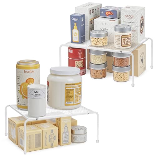 ROFAY Organizador de armario de cocina, paquete de 2 estantes de almacenamiento de alambre de metal para encimera de cocina, despensa, armario, nevera