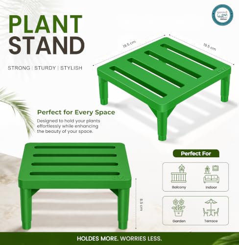 Image of DVI Heavy Duty Green Plant Stand | Pack of 5 | Strong, Durable, Rust-Proof | Supports Up to 200 Kg | Indoor & Outdoor Use | Pot Stand for Big Size Plants | All Weather Resistant Pot Stand
