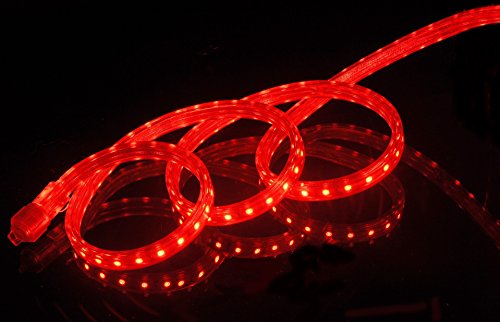 Image of CBConcept UL Listed, 65 Feet,Super Bright 18000 Lumen, Red, Dimmable, 110-120V AC Flexible Flat LED Strip Rope Light, Commercial Grade, Indoor Outdoor use, Ready to plug n shine