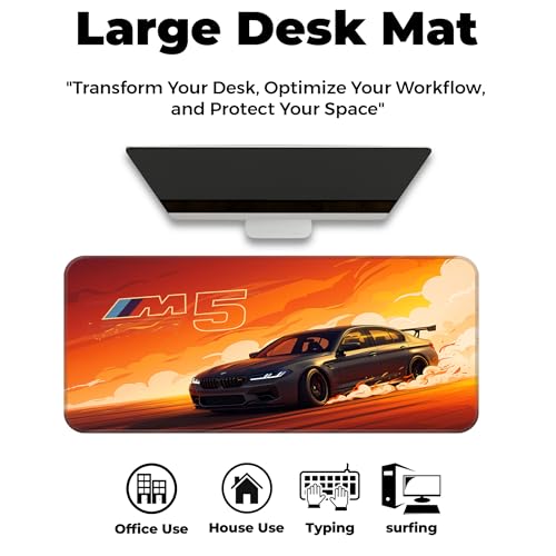 Image of Skiditos BeeMW M5 Desk Pad - Sunset Drift Edition | XL Mouse Pad for Gamers & Car Lovers | Smooth Non-Slip Desk Mat with Bold Drift Art | Racing Decor for Home Office