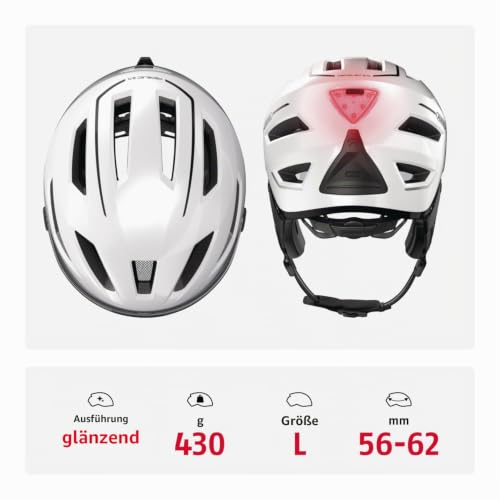 ABUS 67339 Fahrradhelm, Weiß (Pearl White), L (56-62 cm) – Ansicht 3
