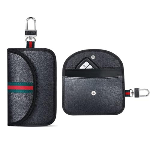 Key Signal Blocker Pouch, 2 Pack Faraday Pouch for Keys, RFID Protection, Anti-Theft Keyless Entry, Remote Fob Bag, Car Security Gifts Set (Black)