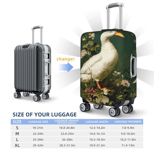 White Duck Wildflowers And Grass Elastic Travel Luggage Covers Dustproof Scratch-Resistant Suitcase Protector Fit 22-24 Inch4