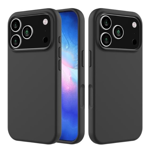 Coque iPhone 17 Pro noir silicone souple évite les traces de doigt