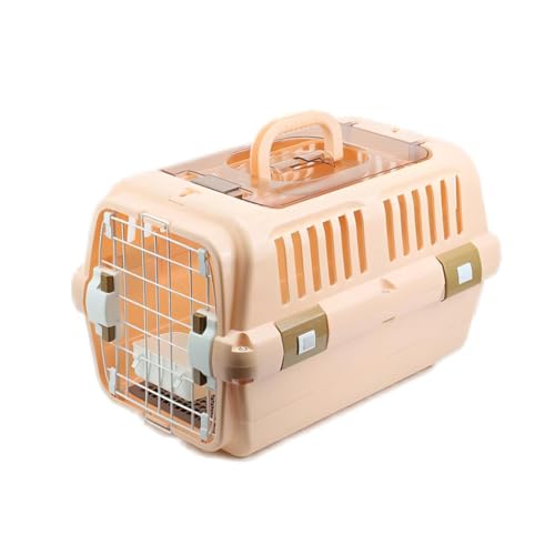 ペットキャリー 猫 キャリー コンテナ 耐荷重10KG 頑丈 フードボウル&メッシュカバー付き キャリーケース 大きめ 持ち運び 航空輸送ボックス 旅行 通院 防災 簡単組立 犬 キャリーケース (オレンジ)