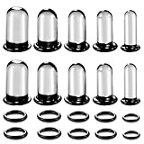 BOKABOO 10 PCS Glass Ear Gauges Stretching Kit Short Taper Expander, Black 2g-00g Comfy Dead Stretching Plugs with Rubber Rings, Crazy Domed Body Piercing Jewelry Set