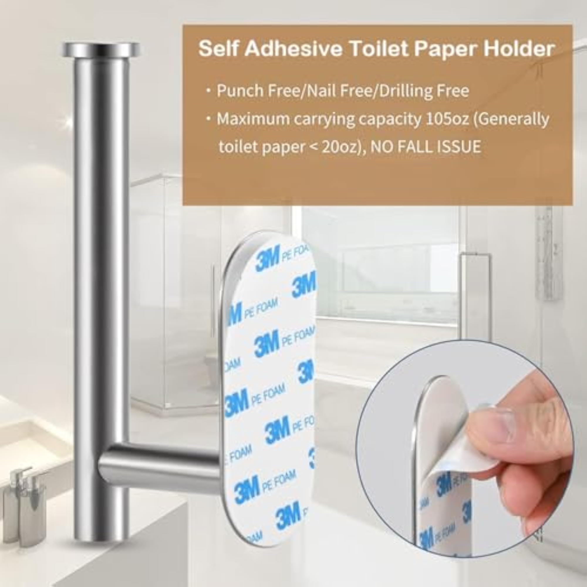 Self Adhesive Toilet Paper Roll Holder for Bathroom