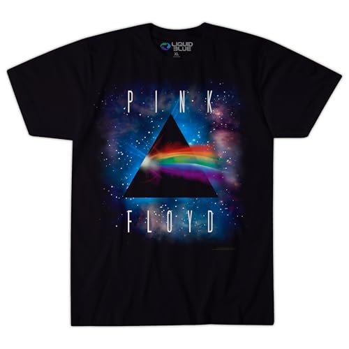 Liquid Blue Pink Floyd Dark Side Space T-Shirt à Manches Courtes pour Homme, Noir, XL