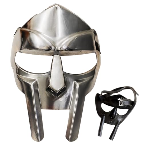 Timbrio MF Doom Gladiator Face Mask Metal Roman Gladiator Helmet for Cosplay & Halloween MF doom Movie viking Prop Lightweight Viking Face Armor Mask For Halloween Party