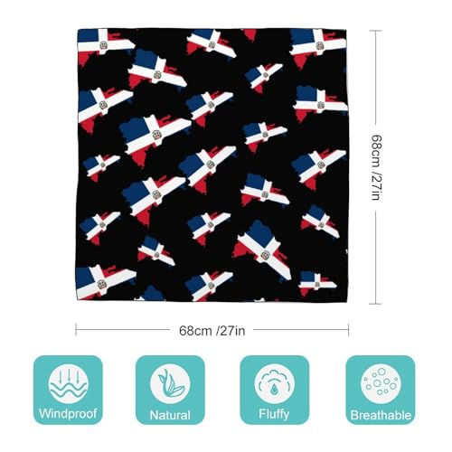 Dominican Republic Flag Map Bandanas for Women Satin Silk Head Scarf Multipurpose Square Scarves Clothing Accessories2