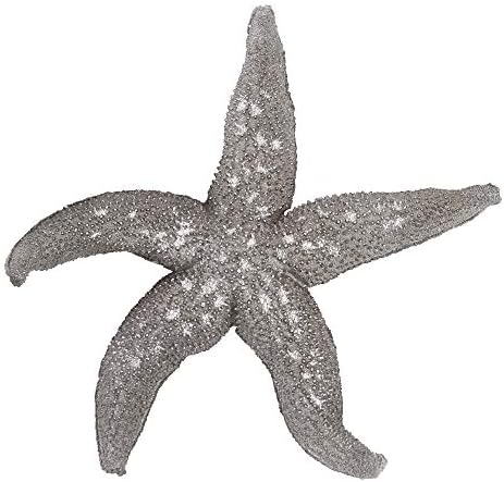 Howard Elliott Collection Decorative Deep Starfish Wall Art, Silver Leaf Finish Abstract Sea Animal Figurine for Home and Garden Decor, Hanging or Tabletop Display, Large 19 x 19 Inch