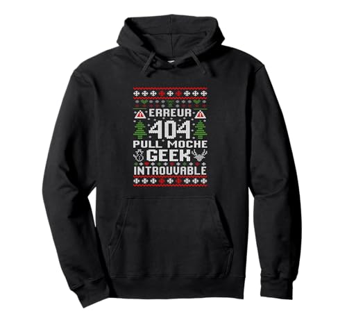 Geek Erreur 404 Style Pull Moche Noël Imprimé Développeur Sweat à Capuche