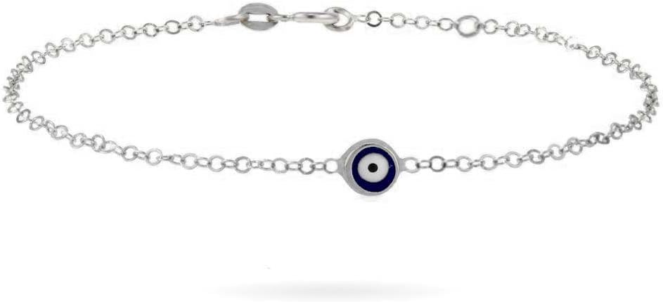 JEWEE DIAMOND 14k Gold Enamel Mini Evil Eye Bracelet | Small Blue Evil Eye Chain | Gift for Women, Girls, and Mother's Day - Image 2
