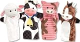 Melissa & Doug Farm Friends Hand Puppets (Set of 4) - Cow, Horse, Sheep, and Pig Soft Puppets for Kids and Toddlers Ages 2+