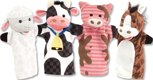 Melissa & Doug Farm Friends Hand Puppets (Set of 4) - Cow, Horse, Sheep, and Pig Soft Puppets for Kids and Toddlers Ages 2+, Image 1 Melissa & Doug Farm Friends Hand Puppets (Set of 4) - Cow, Horse, Sheep, and Pig Soft Puppets for Kids and Toddlers Ages 2+, Image 1