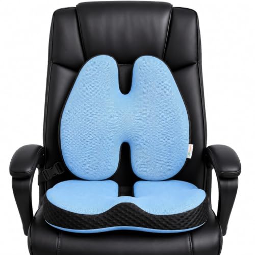 Image of Grin Health SitPlus Ergonomic Seating Combo | Dense Orthopedic Coccyx Seat Cushion & Patented Lumbar Back Support for Office Chair, Car & Long Sitting | Relief for Back Pain, Coccyx & Tailbone Pain