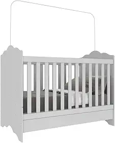 Multimóveis Berço Mini Cama 3 em 1 Grade Soft, Padrão Americano, Branco Premium