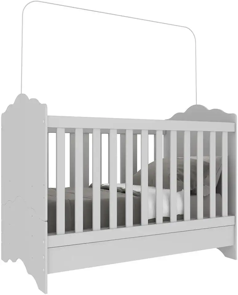 Berço Mini Cama 3 em 1 Grade Soft, Padrão Americano, Multimóveis, Branco Premium