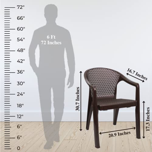 Image of ITALICA Oxy Plastic Chair for Home, Office, Living Room /Glossy + Matte Finish Plastic Outdoor Chair /Patio Chairs for Balcony | Suitable for Indoor & Outdoor (5202, Brown, Set of 2 Chair)