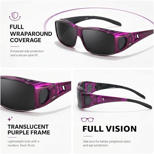 Image of VIEWBETTER Polarized Fit Over Glasses Sunglasses for Men Wrap Around Shades UV Protection Wear Over Eyeglasses SG0312