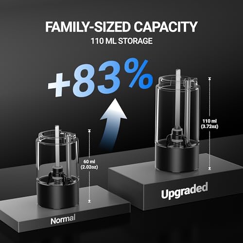 ThermoMaven Electric Salt and Pepper Grinder Set, 110ml Larger Rechargeable Automatic Salt and Pepper Mill Grinder with 6 Adjustable Coarseness,... - Image 3