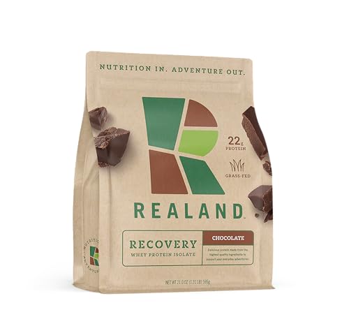 Realand Whey Protein Isolate - Grass-Fed Protein Powder for Recovery - 22g of Protein - 17 Servings (One Size, Chocolate)