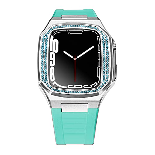 Bracelet caoutchouc et boîtier diamant pour Apple Watch 7 au bureau comme en soirée