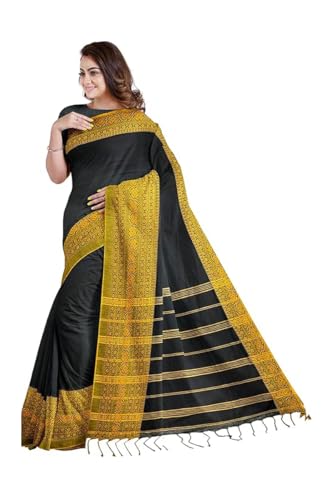 Image of eC ESHA'S COLLECTION Women's Cotton Blend Begumpuri Handloom Saree With Unstitched Running Blouse Piece