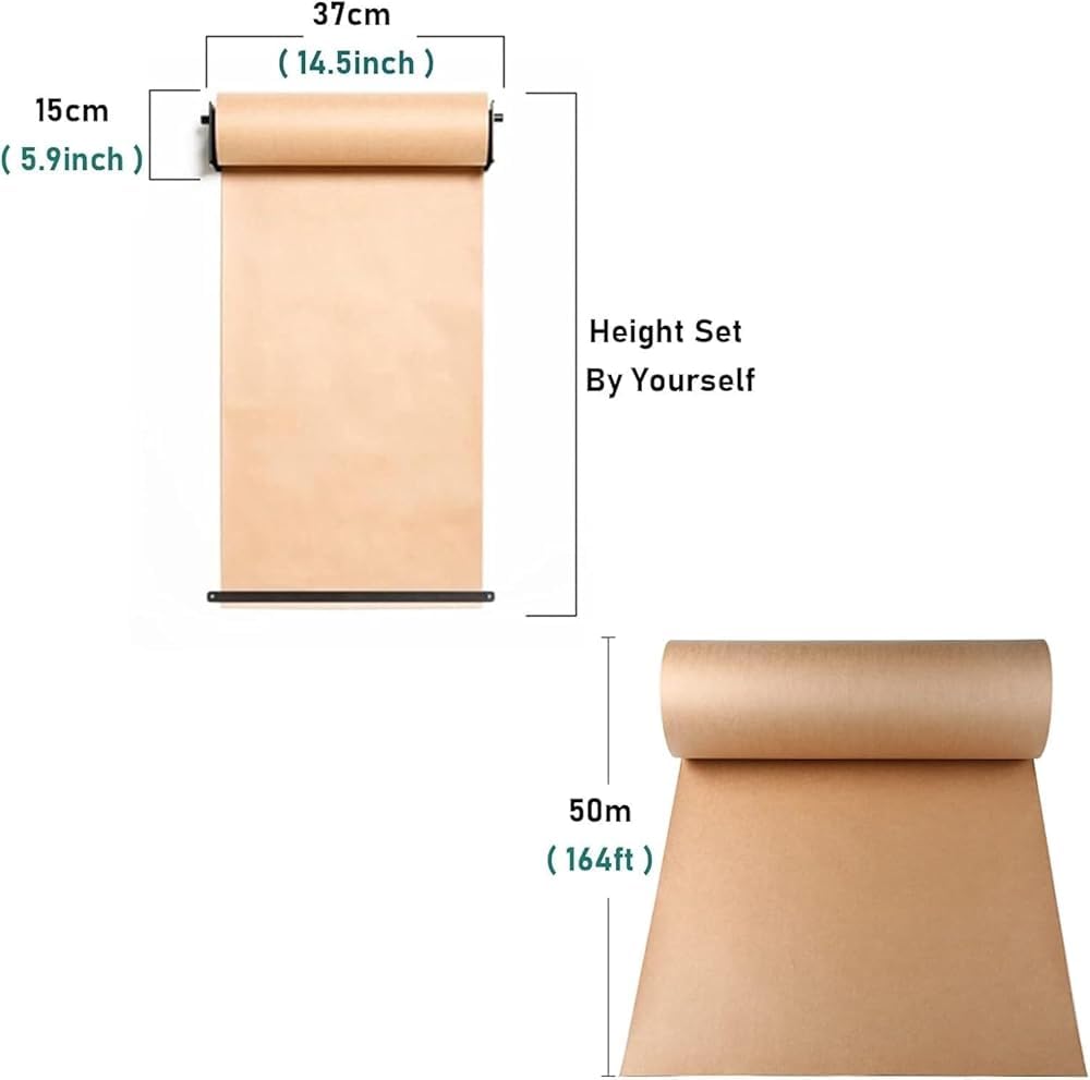Distributeur de Papier Kraft, Distributeur et Coupe-Papier Mural, Cadre en Acier Noir, Cuisine/Bureau of(Size:37cm/14.5inch)