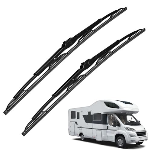 RV Wiper Blades 28 x28 2 Pack Heavy Duty Windshield Wipers for Class A RV Fits Isuzu Reach 2011-2015 MAN & Scania Bus 12x4 & 9x4 Hook Arms All-Season Natural Rubber
