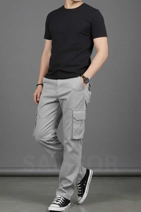 Image of Samfor Cargo Pant for Men - Cotton Cargo for man, Multi-Pocket Design for Outdoor, Work Wear & Casual Trouser