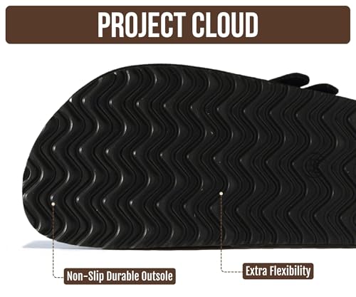 Image of Project Cloud 100% Genuine Leather Platform Sandals Women Footwear - Comfortable Womens Slides Memory Foam Insole - Non Slip Water-Resistant 3-Strap Wedge Sandals for Women 2026