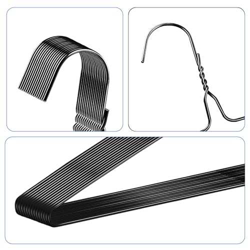 30 Pack Metal Wire Hangers Bulk 15.9 Inch 13Guage Dry Cleaner Hangers Thin Space Saving Suit Holder for Home Clothing (30, Black) - Thumbnail 4