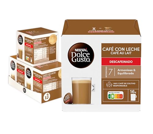 NESCAFÉ Dolce Gusto Café con Leche descafeinado - Cápsulas de Café, 90 Cápsulas (3 x 30) - Originales para cafeteras Dolce Gusto