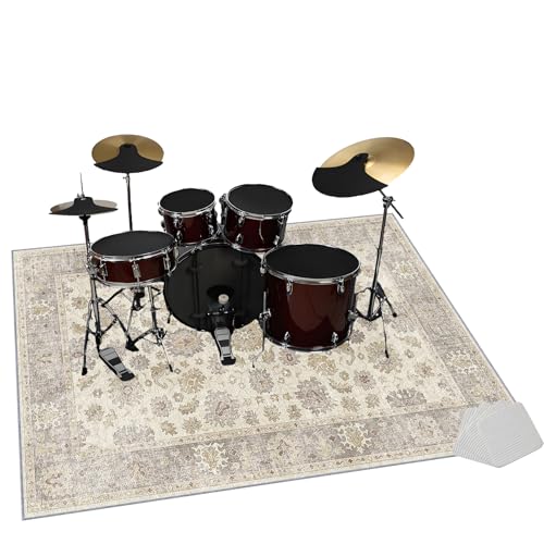 Alfombra Acusticas, Alfombrilla de Tambor, Alfombra para Batería Tambor, Alfombrilla de Protección del Suelo, Alfombras de Batería Acústico para Kits de Batería Electrónica Bombo Caja 150 x 120 cm