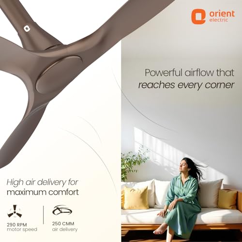 Image of Orient Electric 1200 mm Aerosleek | BLDC energy saving ceiling fan with Remote |BEE 5-star rated | Saves up to 50% on electricity bills | 5 year warranty by Orient | Truffle Brown
