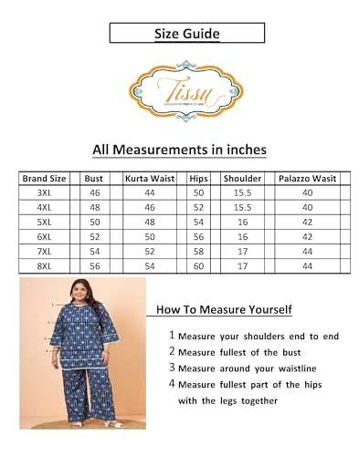 Image of Tissu Women's Plus Size Pure Cotton Blue Printed Shirt with Pyjama Co-Ord Set