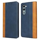 Ｈａｖａｙａ 対応 Arrows We2 Plus ケース Arrows We2 Plus F-51E ケース 手帳型 We2 Plus M06 ケース アローズ we2 プラス カバー docomo 耐衝撃 カード収納 スタンド機能 フェイクレザー-ブルー＋イエロー