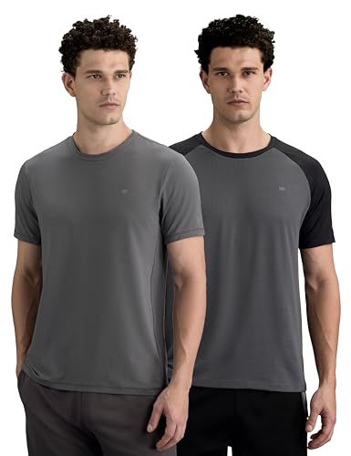 Image of Symbol Premium Men's Solid Regular Fit Sports Stretch T-Shirt | Round Neck | Raglan Sleeve | Moisture-Wicking | Activewear | Running | Gym | Plain (Available in Plus Sizes)